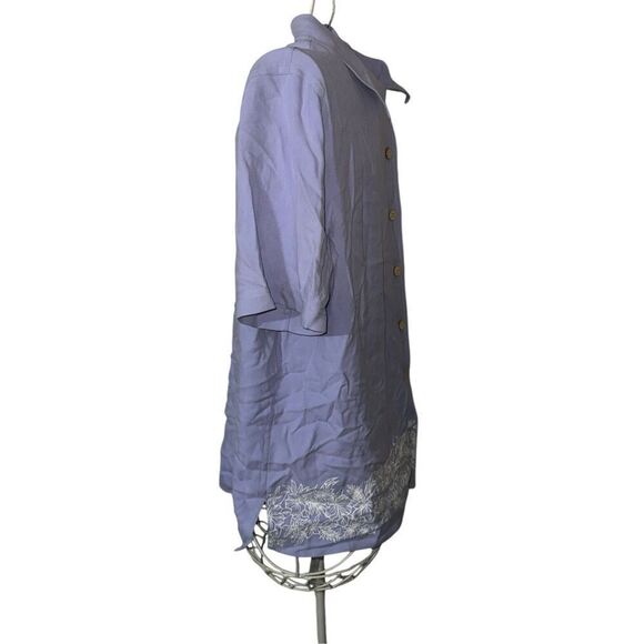 NEW WITH TAGS Natural Elements Womens Size 1X Silk Hawaiian Camp Shirt blue/purp - Picture 6 of 9